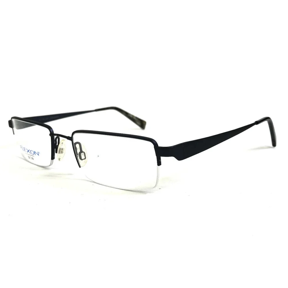 Flexon by Marchon Eyeglasses Frames 455 BLUE SUEDE Rectangle Half Rim 52-19-140